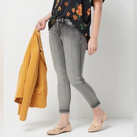 Laurie Felt Petite Silky Denim Colored Zip Fly Skinny Jeans Gray XLP - Picture 1 of 11